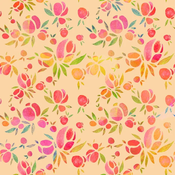 단순 한 장미의 거무스름 한 무늬. 수채화, 수제. — 스톡 사진