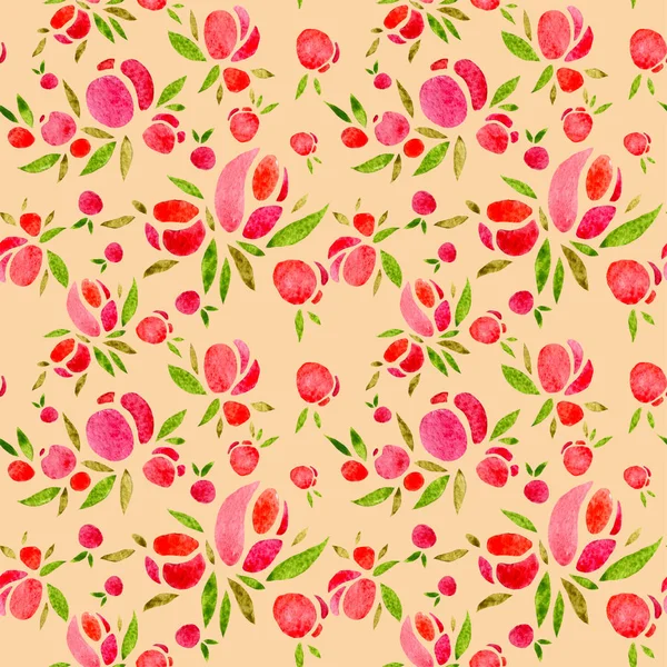 Naadloos patroon van eenvoudige rozen. Aquarel illustratie, handgemaakt. — Stockfoto