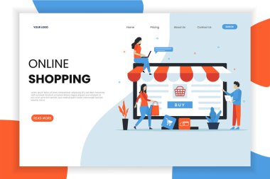 Online alışveriş sayfası şablonu. Bu tasarım web siteleri, iniş sayfaları, Ui, mobil uygulamalar, posterler, afişler için kullanılabilir