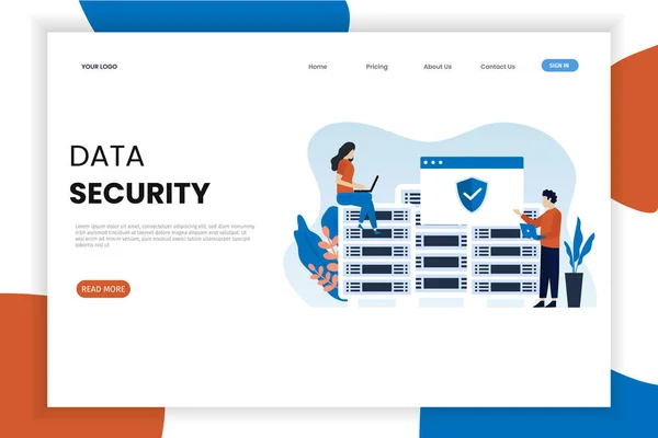 Plantilla Landing Page Del Sitio Web Seguridad Datos Este Diseño — Archivo Imágenes Vectoriales