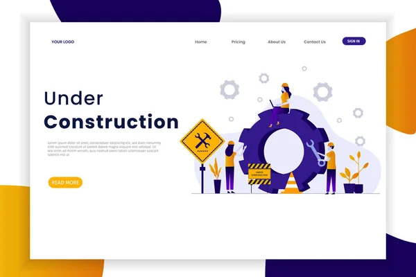 İnşaat sahasının inşaat sahasında modern daire tasarımı. Yapım aşamasında web siteleri, iniş sayfaları, Ui, mobil uygulamalar, posterler, afişler için kullanılabilir