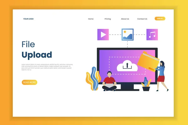 Arquivo Upload Ilustração Página Web Isso Ótimo Para Sites Landing —  Vetores de Stock