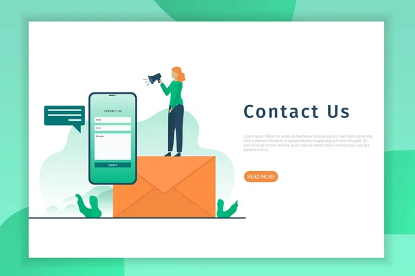 Contacteer Ons Concept Landing Page Illustratie Neem Contact Met Ons — Stockvector