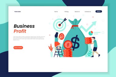 İş karlı iniş sayfası şablonu. Düz İnsanlar Karakterleri 'nin iş karlı web sitesi düzeni. İniş sayfası şablonu
