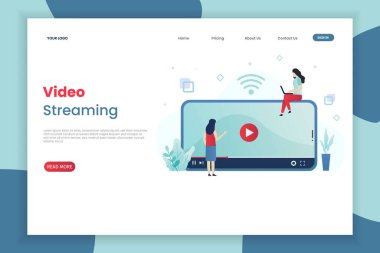 İniş sayfası şablonu telefonlu video yayını. İniş sayfası şablonu