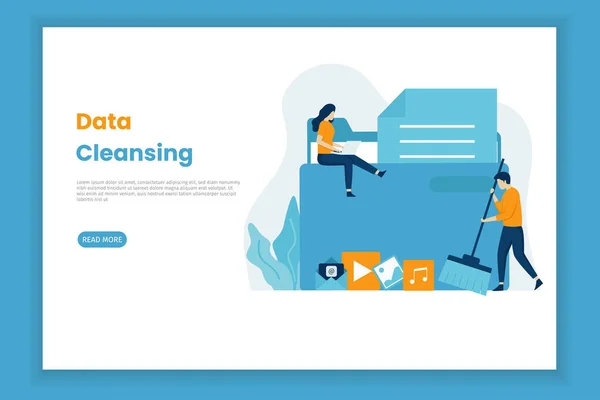 Modello Pagina Atterraggio Illustrazione Data Cleansing Questo Design Può Essere — Vettoriale Stock