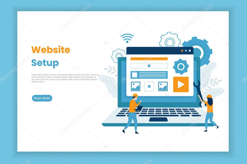Website setup illustration landing page concept. This is great for websites, landing pages, mobile applications, posters, banners