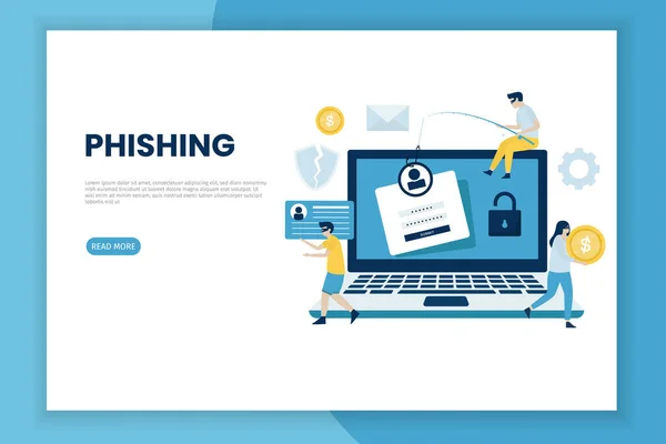 Phishing Επίθεση Εικονογράφηση Έννοια Αυτό Σχέδιο Μπορεί Χρησιμοποιηθεί Για Ιστοσελίδες — Διανυσματικό Αρχείο