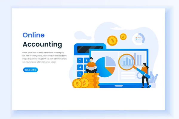 Dijital muhasebe çizimleri için iniş sayfası. Bu tasarım web siteleri, iniş sayfaları, UI, mobil uygulamalar, posterler, afişler için kullanılabilir