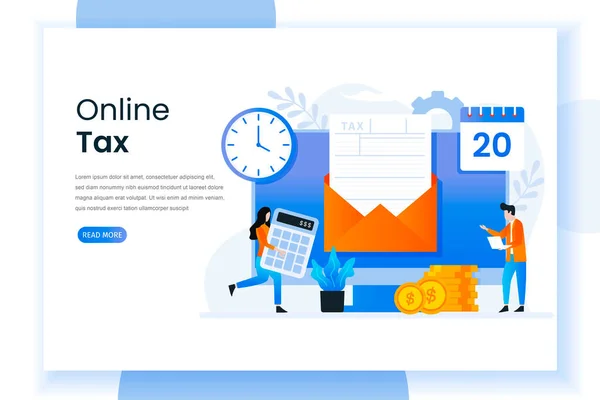 Çevrimiçi vergi indirimi sayfası illüstrasyonu. Bu tasarım web siteleri, iniş sayfaları, UI, mobil uygulamalar, posterler, afişler için kullanılabilir
