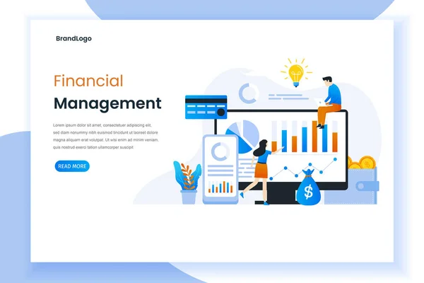 Finansal yönetim düz tasarım konsepti. Bu tasarım web siteleri, iniş sayfaları, UI, mobil uygulamalar, posterler, afişler için kullanılabilir