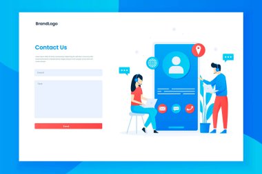 İniş sayfasında bizimle irtibat kurduğunu gösteren bir resim. Web siteleri, iniş sayfaları, UI, mobil uygulamalar, posterler, afişler için kullanılabilir.