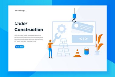 İnşaat sahasının altındaki modern düz tasarım. Web siteleri, iniş sayfaları, UI 'ler, mobil uygulamalar, posterler, afişler için kullanılabilir