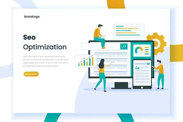 Seo web illüstrasyon konsepti. Web sitesi analizi, web sitesi optimizasyonu. Bu illüstrasyon web siteleri, pankartlar, mobil uygulamalar ve diğerleri için kullanılabilir.