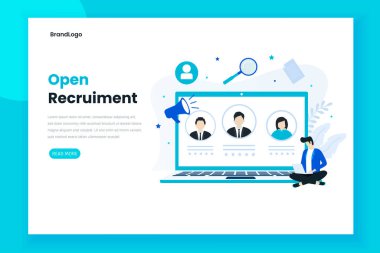 İşe alım illüstrasyon kavramının düz tasarım konsepti. Web siteleri, iniş sayfaları, UI 'ler, mobil uygulamalar, posterler, afişler için modern düz tasarım