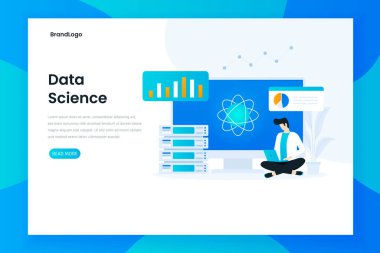 Veri bilimi iniş sayfası konsepti. Web siteleri, iniş sayfaları, mobil uygulamalar, posterler ve afişler için resim