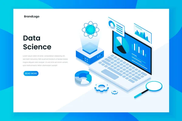 Modern Plat Ontwerp Isometrische Concept Van Data Science Illustratie Voor — Stockvector