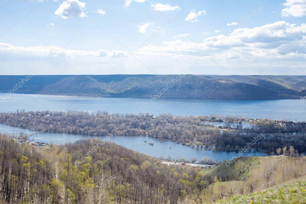 Beautiful view of the forest, river and hills in Samara Luka