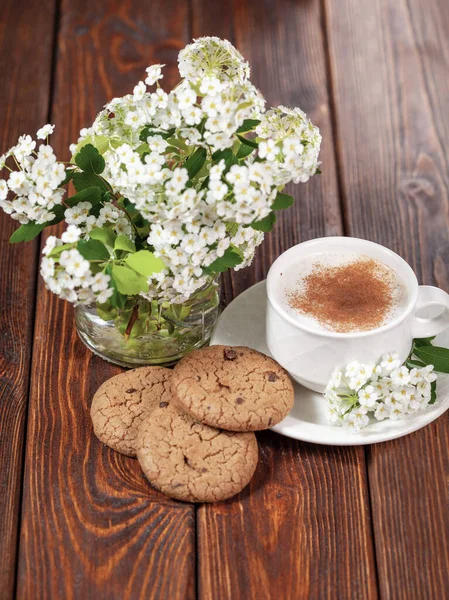 Breakfast Cup Cappuccino Cinnamon Chocolate Chip Cookies — Stock Photo, Image