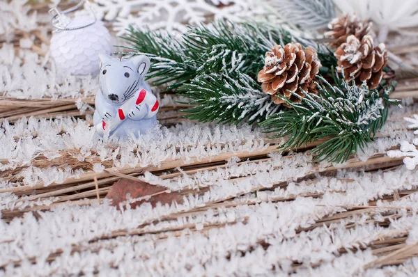 Christmas outdoor background with frozen grass with ice crystals — Stock Photo, Image