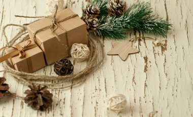 Köy tarzında eski bir vu-hu 'nun Noel arkaplanı