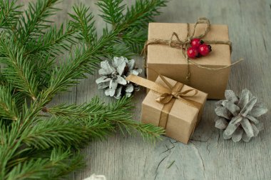 Eski ahşap gri bada eski usul eski usul Noel arkaplanı