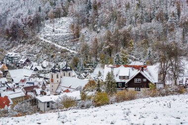 Kışın Wiesensteig (Baden Wurttemberg, Almanya)