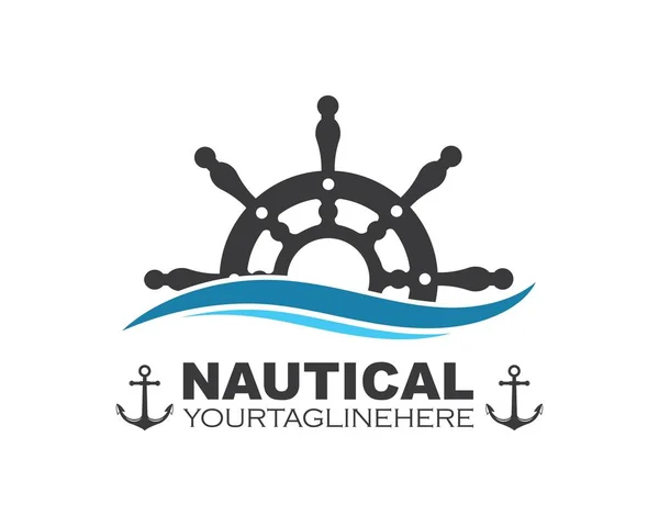 Vetor de direção ícone logotipo do navio de navegação marítima náutica — Vetor de Stock