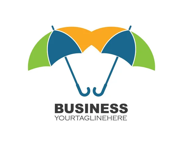 Paraguas vector logotipo icono de diseño de la propiedad de seguros — Vector de stock