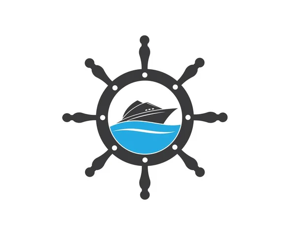 Vetor de direção ícone logotipo do navio de navegação marítima náutica — Vetor de Stock
