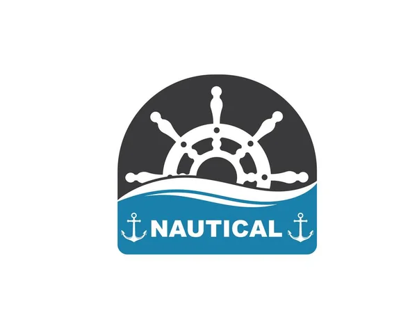 Bateau à gouverner logo vectoriel icône de la marine nautique — Image vectorielle