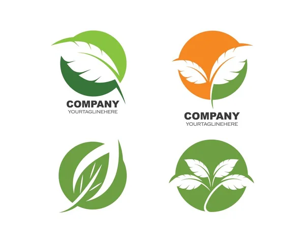 Logos di verde foglia ecologia elemento natura vettore — Vettoriale Stock
