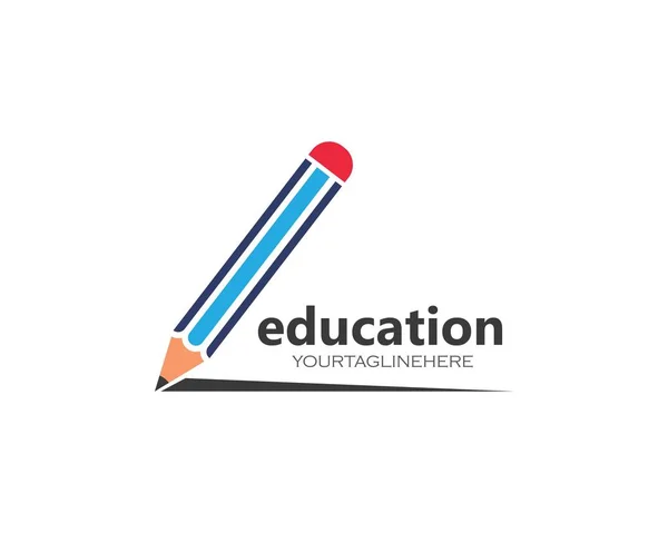 Ikona vektorové ilustrace tužkou a logo vzdělávání — Stockový vektor