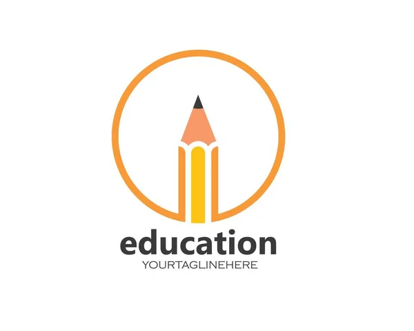 Illustration vectorielle crayon icône et logo de l'éducation — Image vectorielle