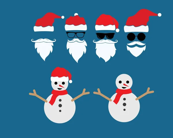 Santa claus chapeau et bonhomme de neige vecteur icône illustration design — Image vectorielle