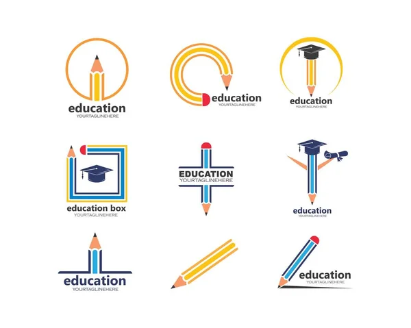 Illustration vectorielle crayon icône et logo de l'éducation — Image vectorielle