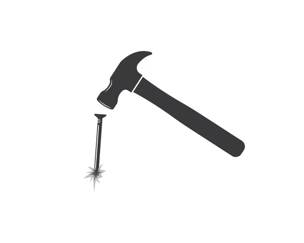 Hummer and metal nail  icon logo vector illustration design — Stock Vector
