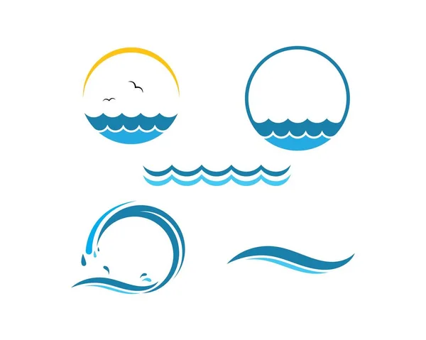 Símbolo de ola de agua e icono Logo Template — Vector de stock