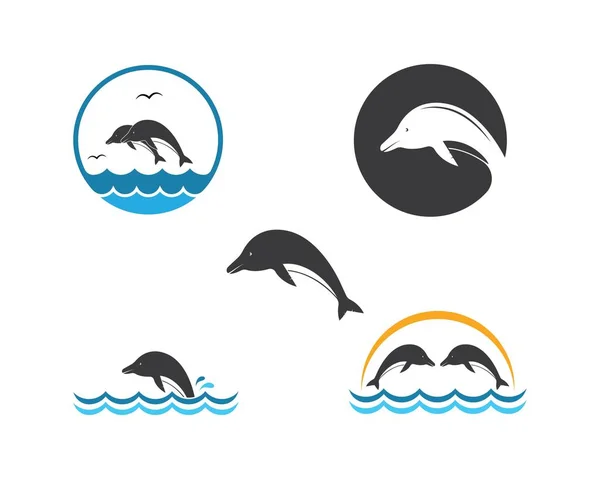 Dolphin logo vector icono — Archivo Imágenes Vectoriales