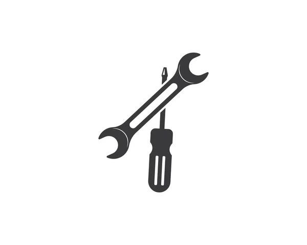 Ilustración del vector de la llave inglesa y el icono de la reparación de automóviles — Archivo Imágenes Vectoriales