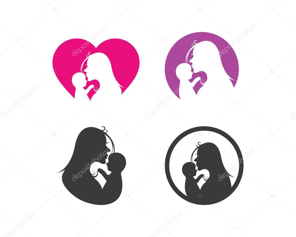 Mom and baby vector illustrration design template