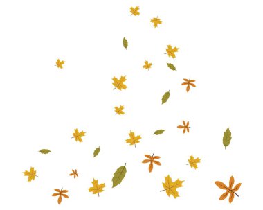 Düşen yapraklar ve eğilen rüzgar vektör çizimi tasarımı