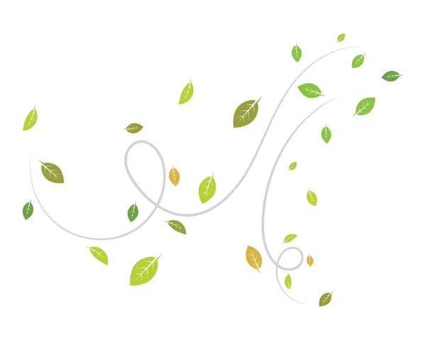 Düşen yapraklar ve eğilen rüzgar vektör çizimi tasarımı — Stok Vektör