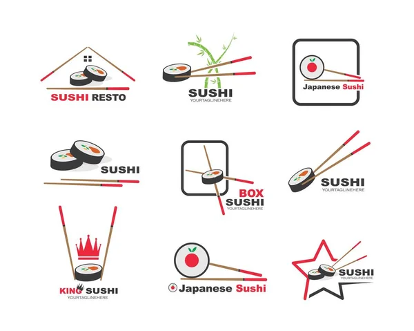 Sushi Vektor Icon Etikett Illustration Design — Stockvektor