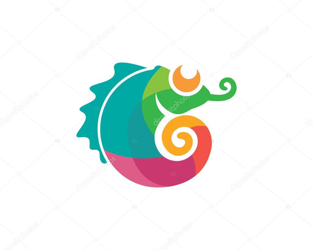 Chameleon vector icon logo illustration design template