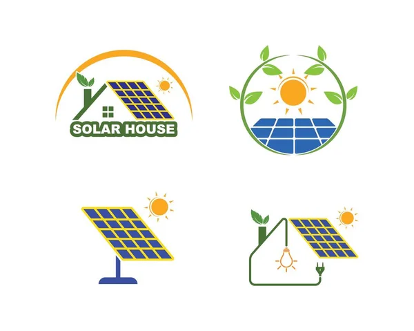 Sonnenkollektor Logo Vektor Symbol der natürlichen Energie — Stockvektor
