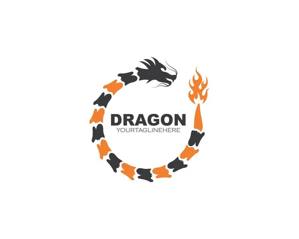 Dragão logotipo ícone modelo vetor —  Vetores de Stock