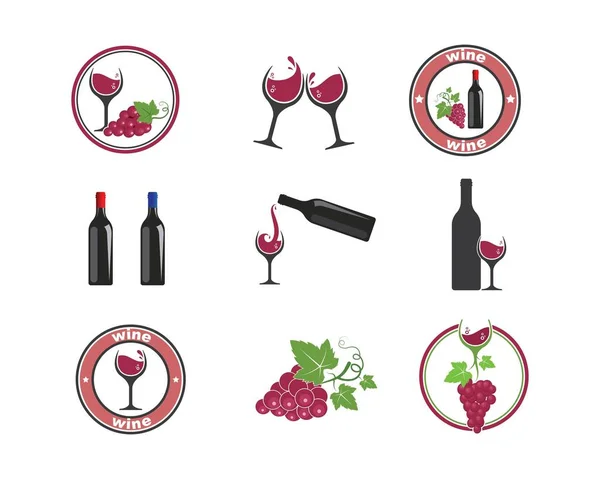 Logotipo do vinho ícone vetor ilustração design — Vetor de Stock