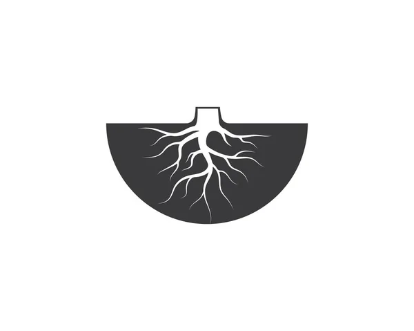 Baumwurzeln Vektor Symbol Illustration Design — Stockvektor