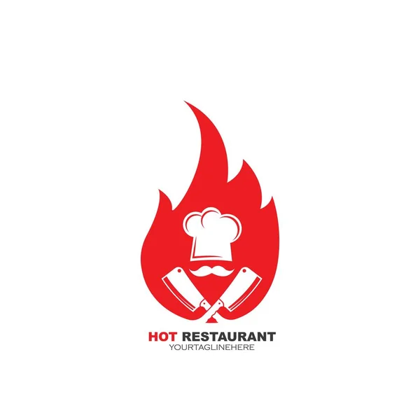 Feuer Hut Chef Logo Vorlage Vektor — Stockvektor